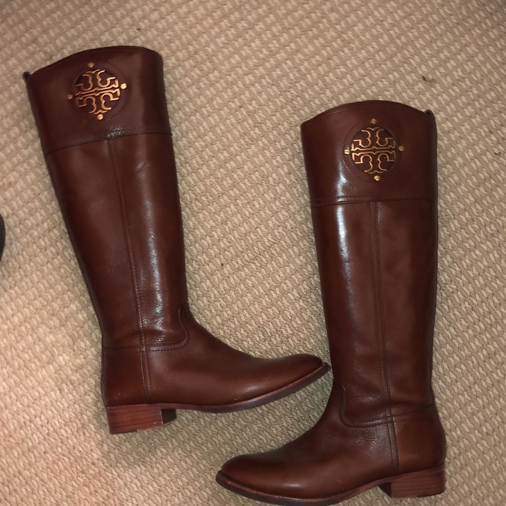 Tory Burch saddle brown leather boots